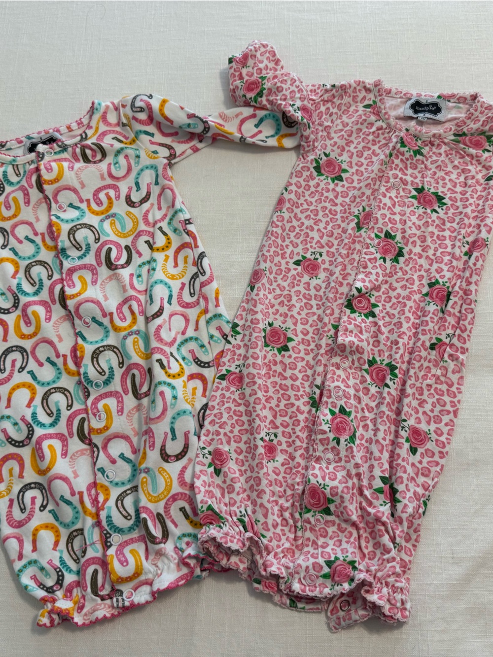 Mud Pie Pink Floral & Multicolor Horseshoe Gown Set